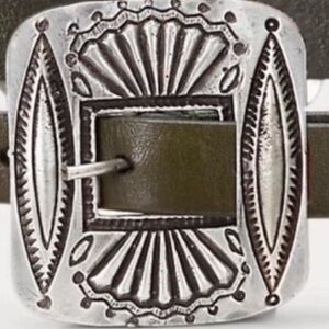 Polo Ralph Lauren Distressed Leather Metal Accent Women’s Belt Olive Size Small